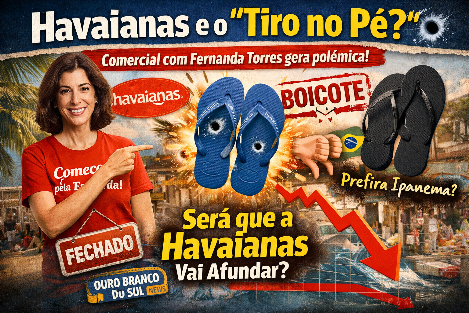 🩴 Havaianas e o “tiro no pé”: campanha com Fernanda Torres reacende debate político e gera reação do público