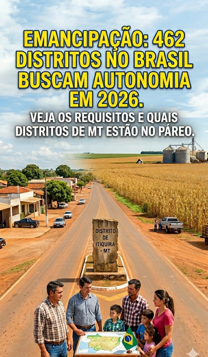 EMANCIPAÇÃO: 462 DISTRITOS BUSCAM AUTONOMIA EM 2026; DESCUBRA SE OURO BRANCO DO SUL ESTÁ NO PÁREO