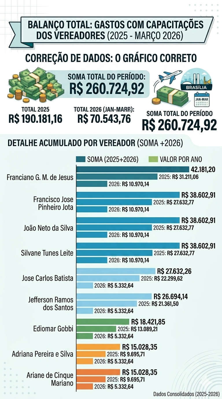 PENTE FINO: Ouro Branco do Sul News revela o custo real das diárias da Câmara dos vereadores (2025-2026)