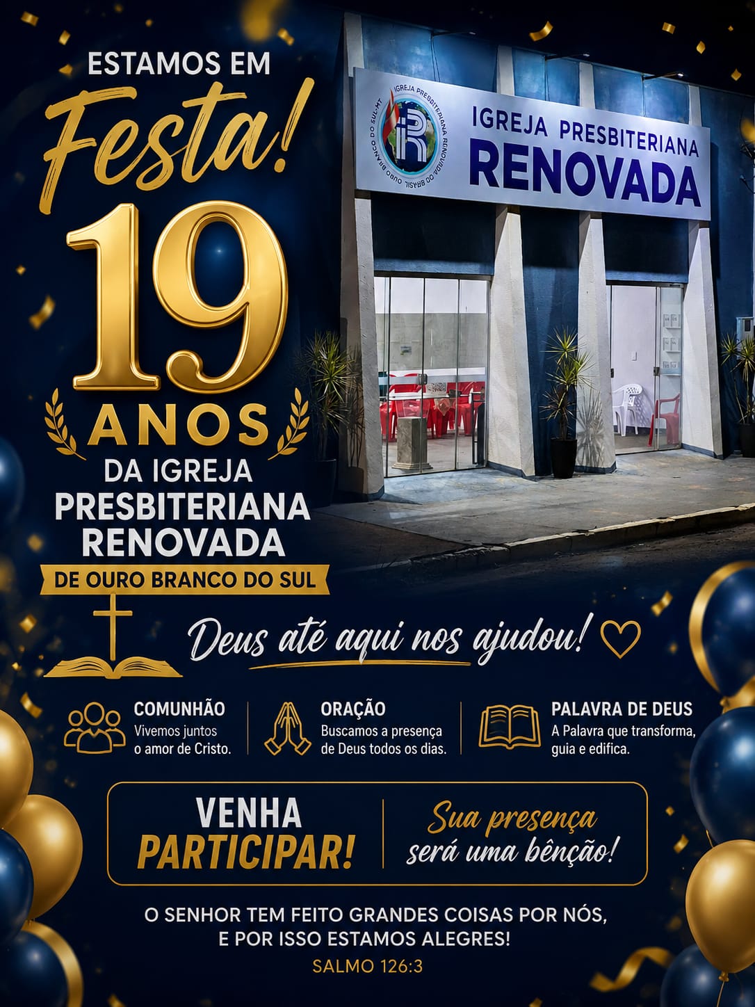 19 anos de igreja Presbiteriana em Ouro Branco do Sul